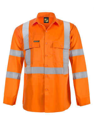 WS3222-custom-reflective-tradie-shirt-with-x-Orange Front