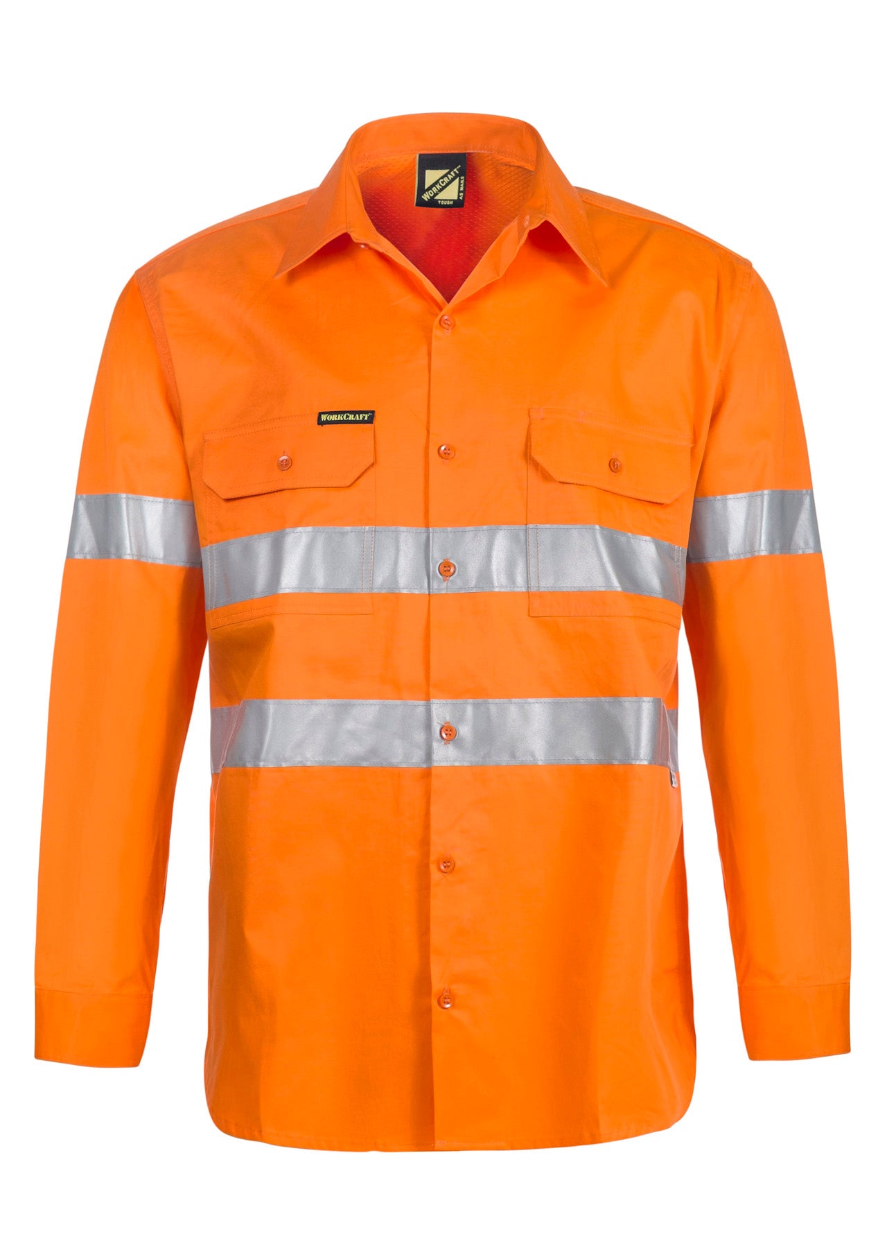 WS4131 custom reflective tradie work shirts - Front
