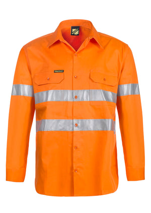 WS4131 custom reflective tradie work shirts - Front