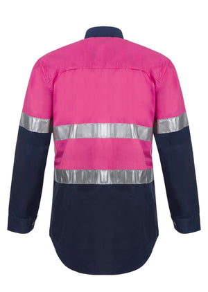 WS4132 custom blue pink tradie work shirts - Pink Back