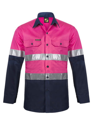 WS4132 custom blue pink tradie work shirts - Pink