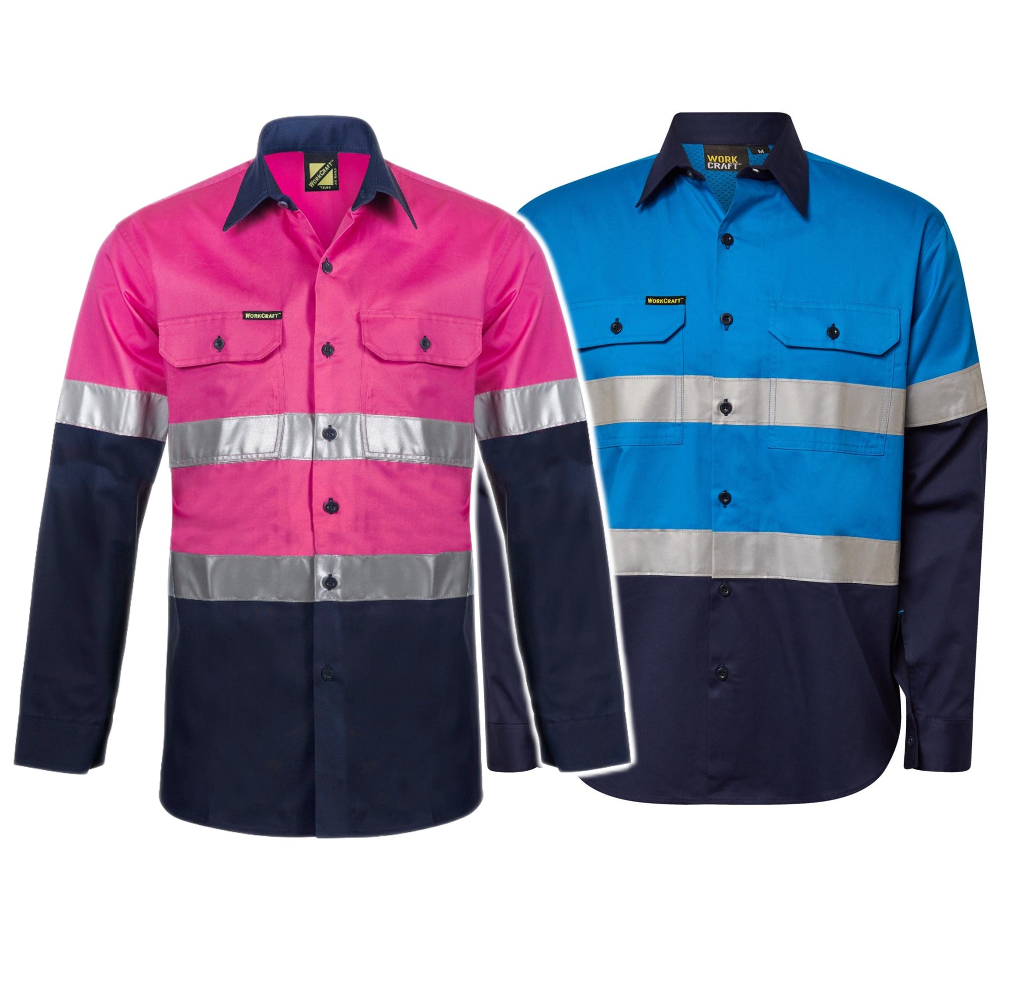 WS4132 custom blue pink tradie work shirts