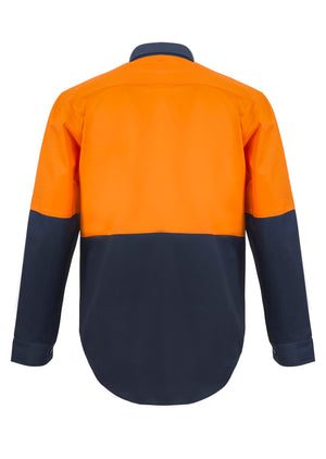 WS4256 custom hi vis tradie work shirt - Orange/Navy Back