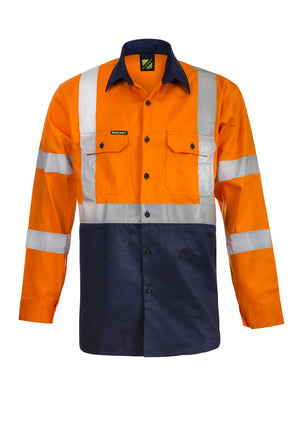 WS6020 custom tradie shirt with x pattern - Front