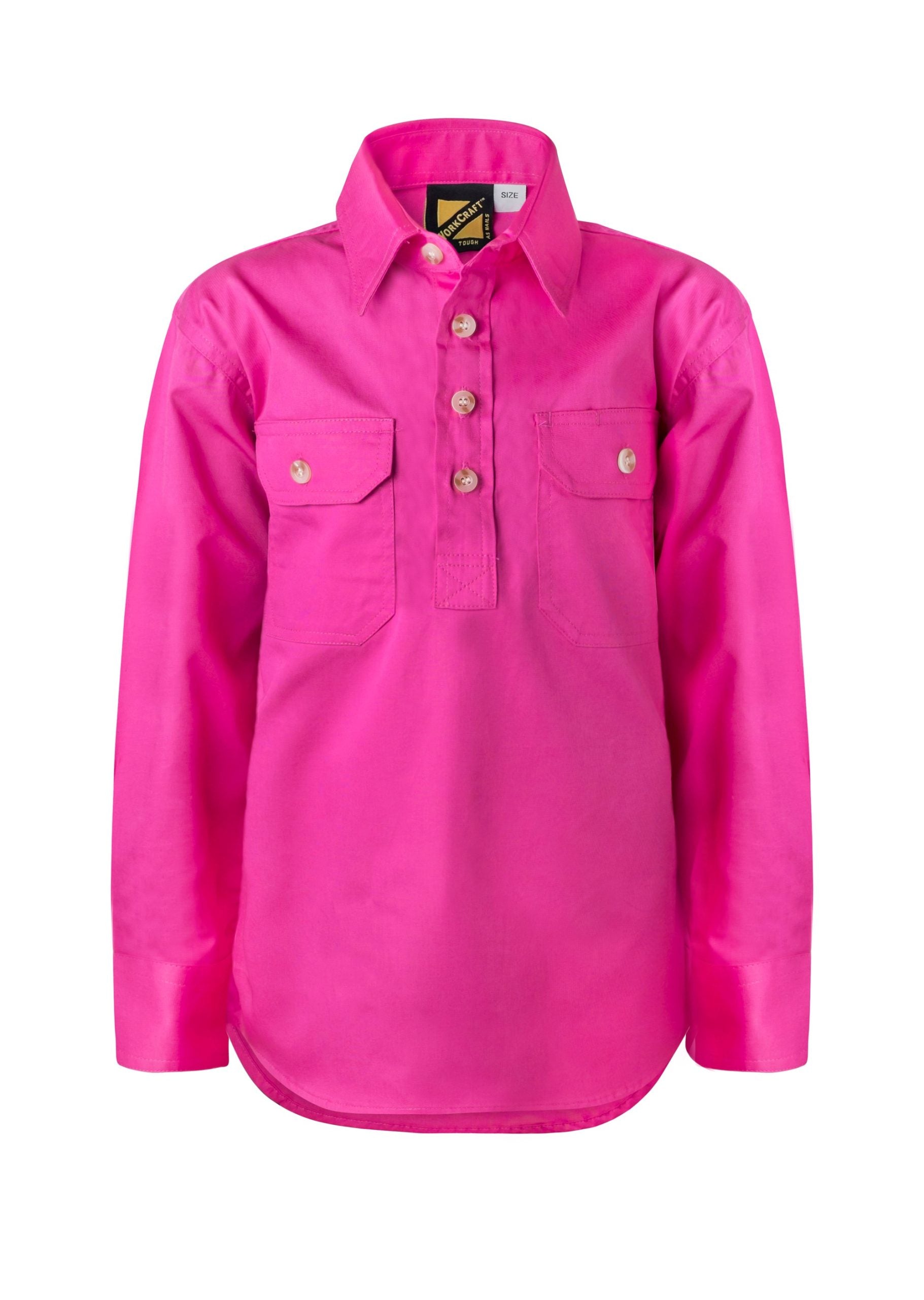 WSK131 Custom Kids Cotton Work Shirts - Pink