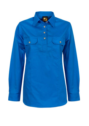 WSL505 Ladies Cotton Work Shirt Australia - Cobalt Blue