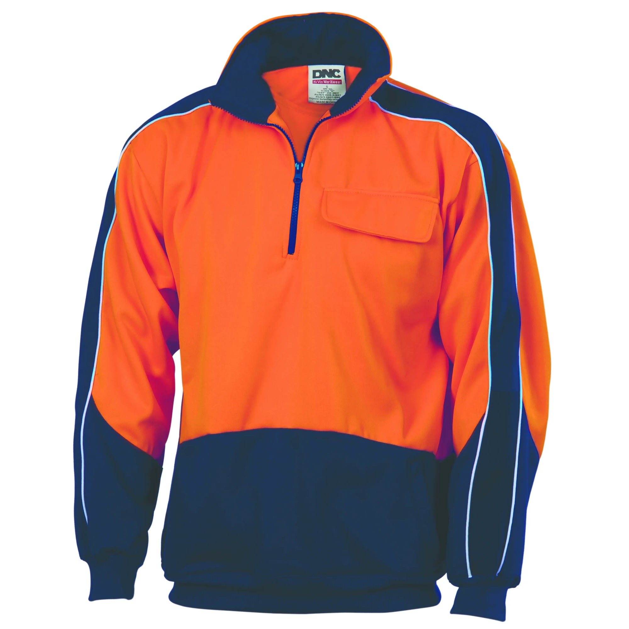 HiVis 2 Tone 1/2 Zip Hi-Neck Panel Fleecy Windcheater