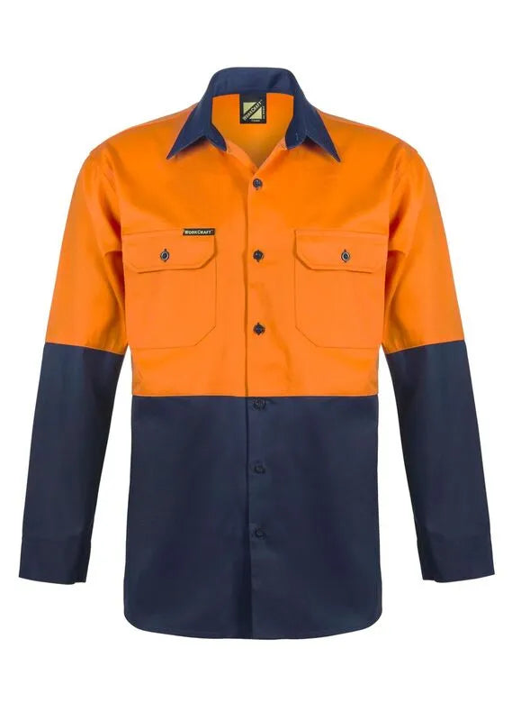 WS3022 Custom Tradie Hi-Vis Cotton Drill Shirt
