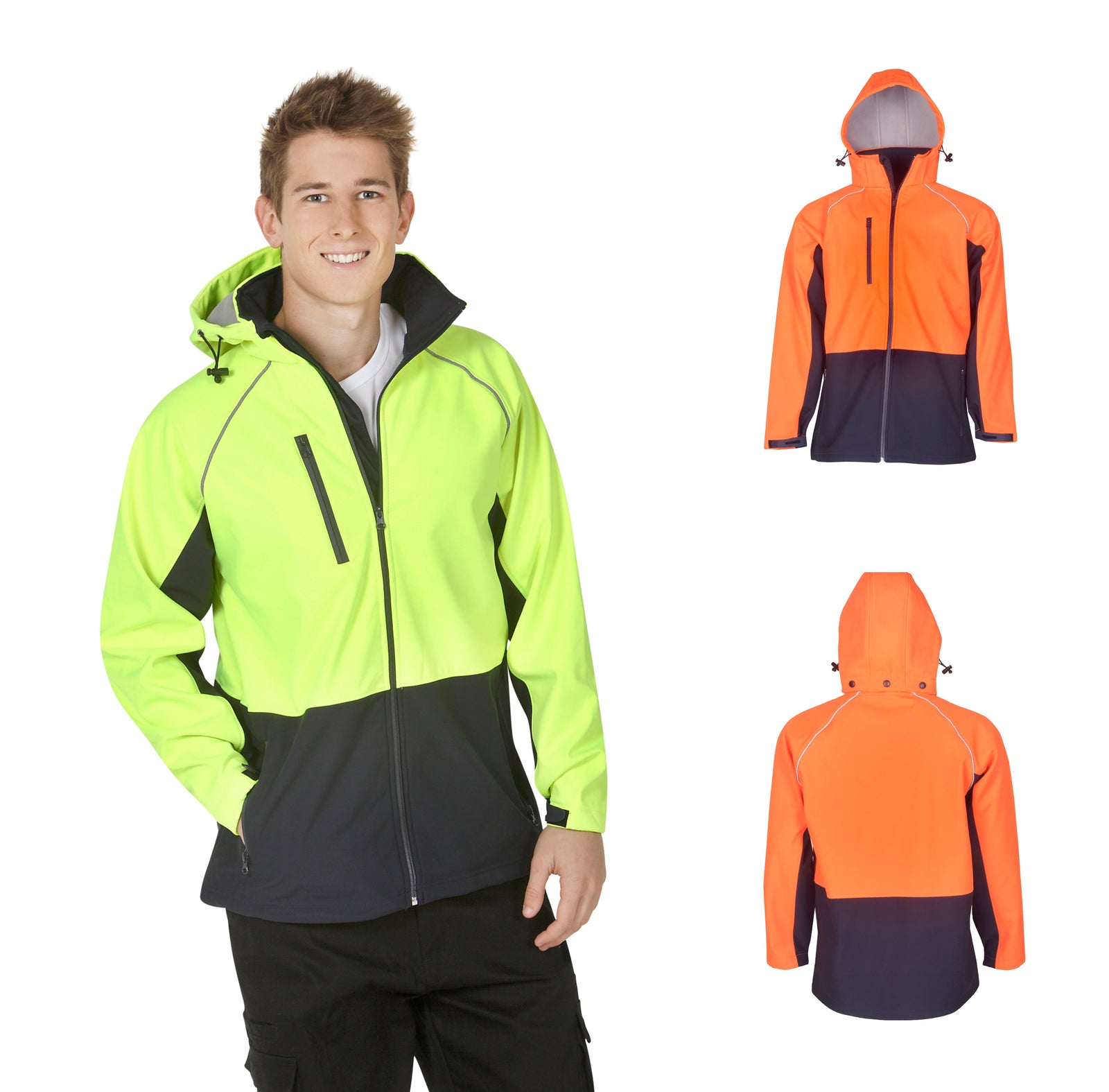 J96 Hooded Hi Vis Soft Shell Jacket