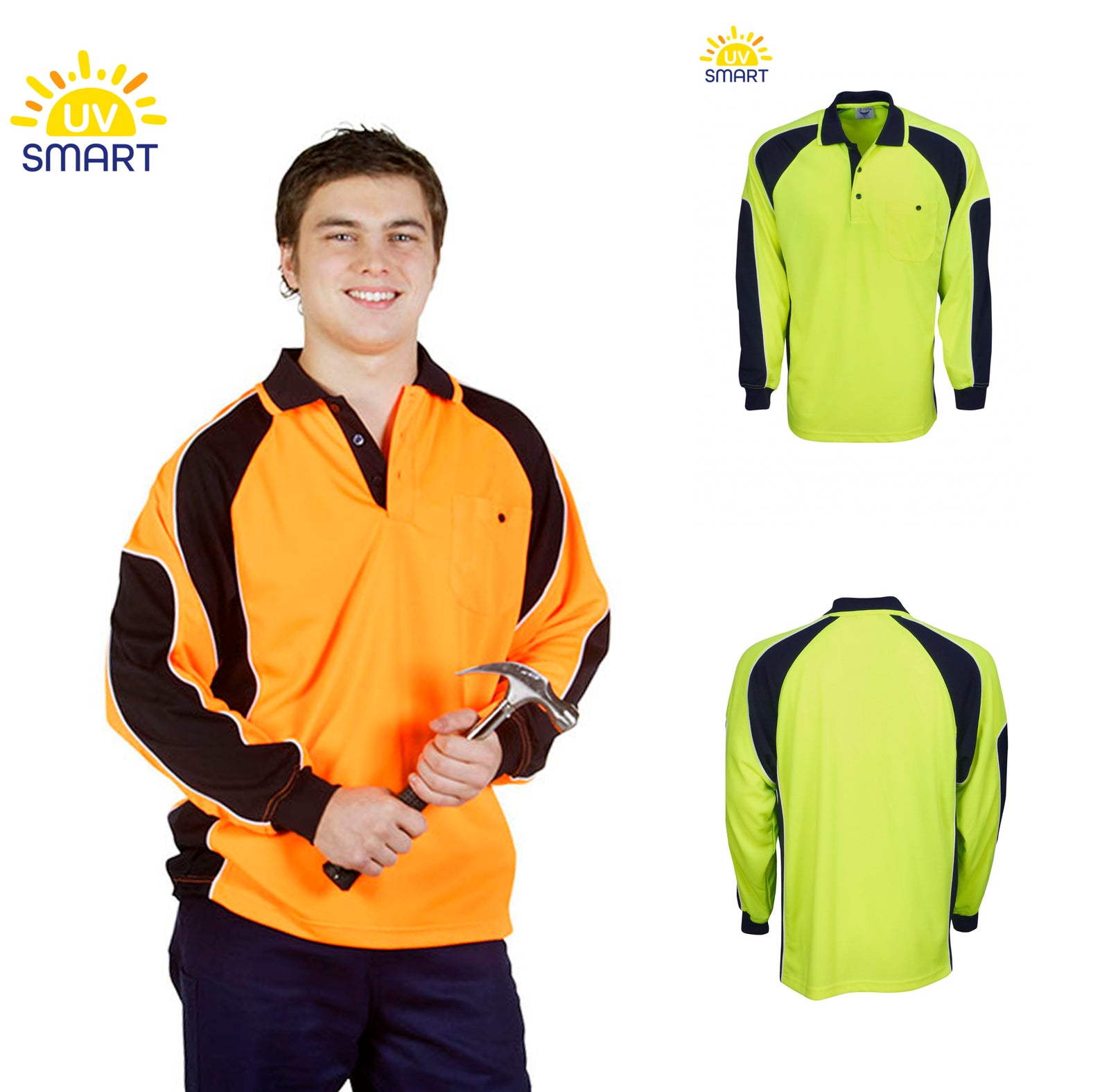 P86 L/S Hi Vis Cooldry Side Panel Polo Shirt