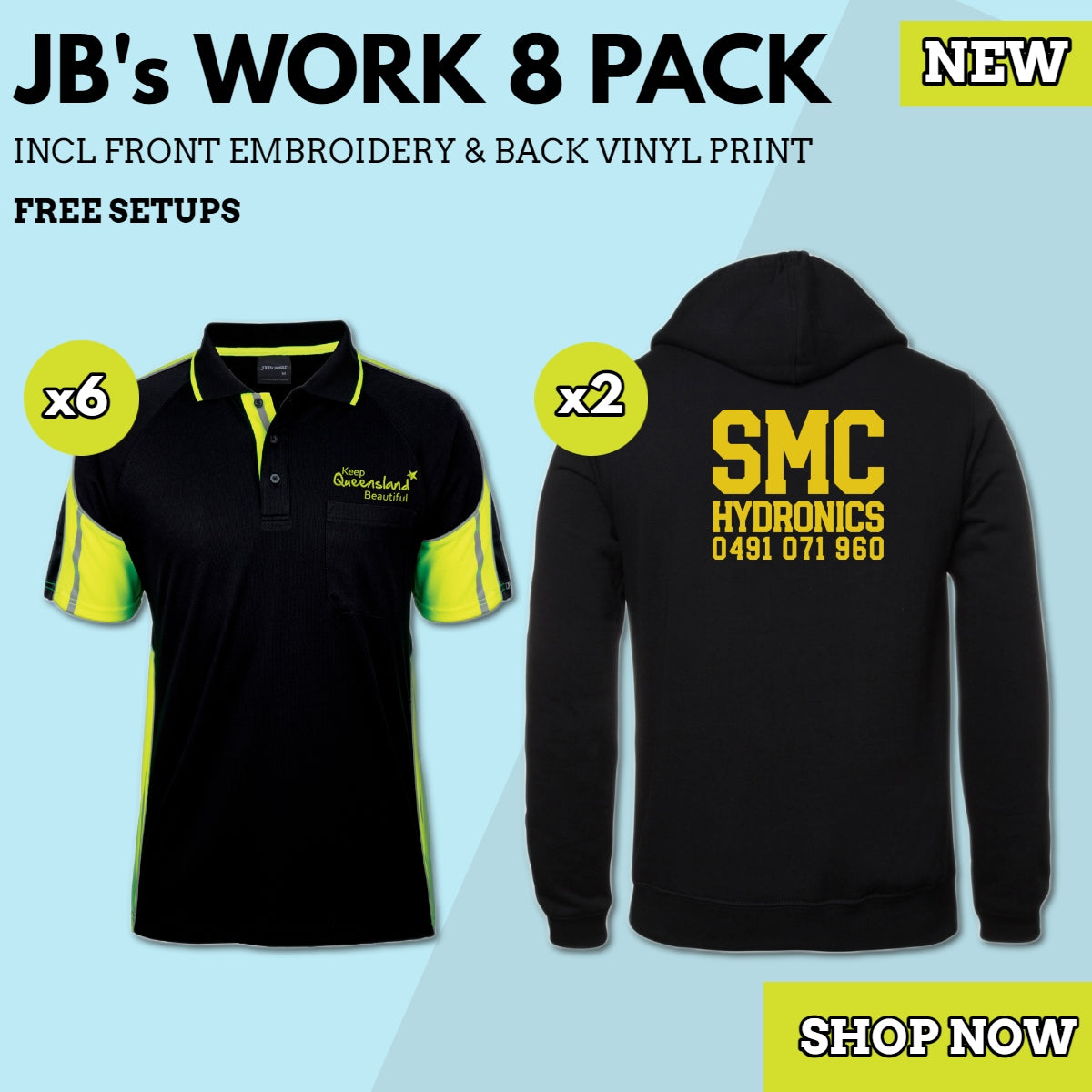 JBs Work Bundle | Your Logo Embroidered On Front & Printed On Back