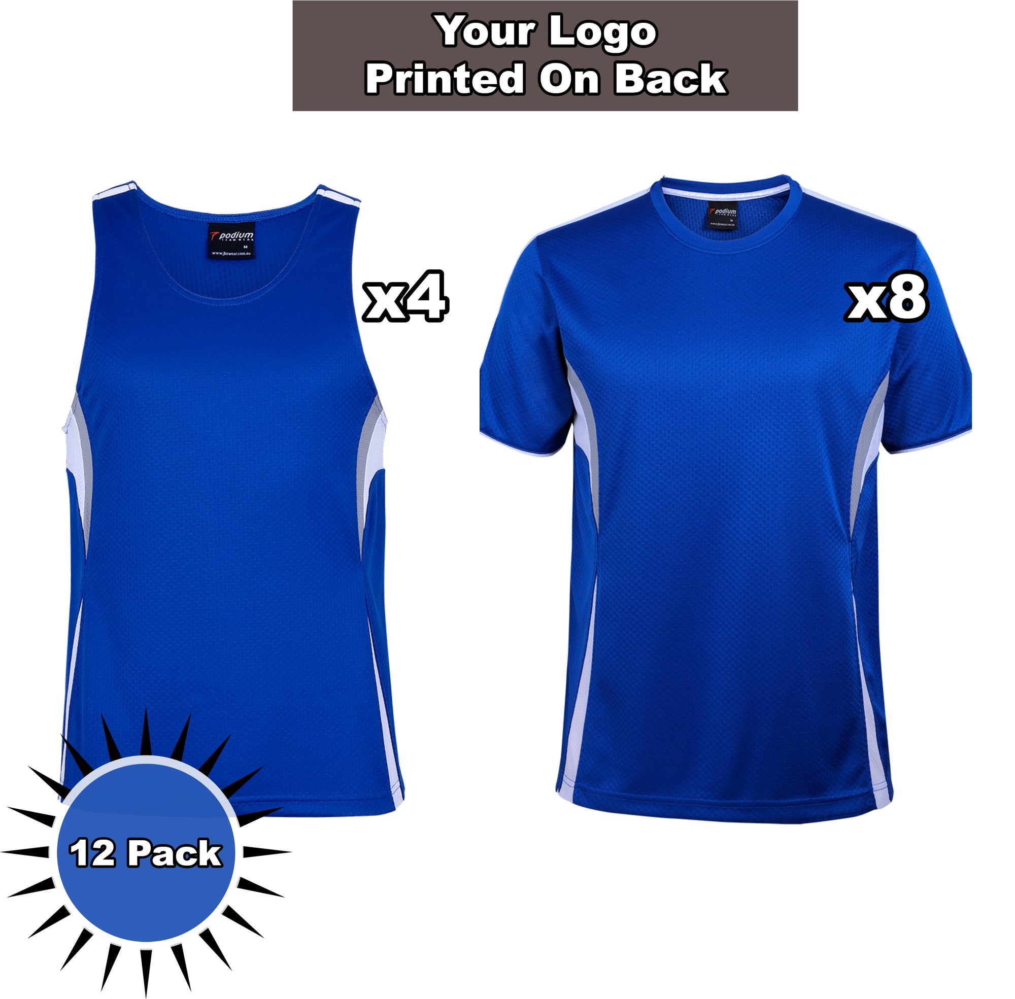Podium Cool Singlet/Tee Shirt 12 Pack Printed On Back - Safe-T-Rex Workwear Pty Ltd