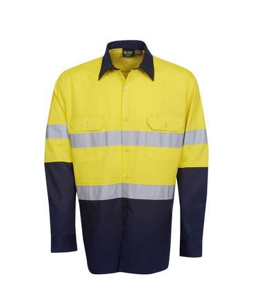 C91 Hi Vis L/S D/N Cotton Twill Shirt - Safe-T-Rex Workwear Pty Ltd
