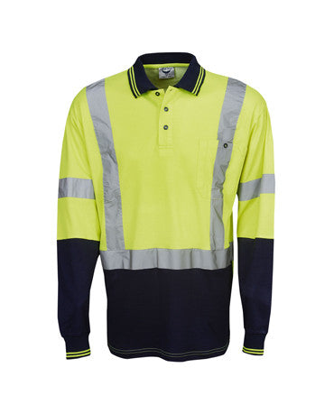 Hi Vis Long Sleeve Day Night Cotton Back Polo | Workwear