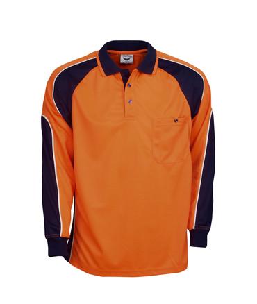 P86 L/S Hi Vis Cooldry Side Panel Polo Shirt - Safe-T-Rex Workwear Pty Ltd