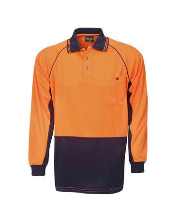 Hi Vis Long Sleeve Raglan Cooldry Polo | Workwear