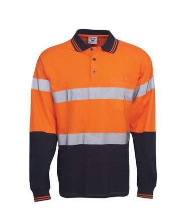 Long Sleeve Cotton Hi Vis Polo Reflective Tape | Workwear