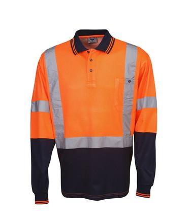 P74 Hi Vis L/S D/N Cotton Back Polo Shirt - Safe-T-Rex Workwear Pty Ltd