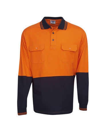 Hi Vis Long Sleeve Cotton Polo | Workwear