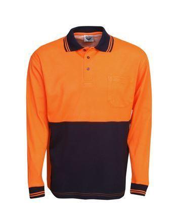 Hi Vis Long Sleeve Cotton Back Polo | Workwear