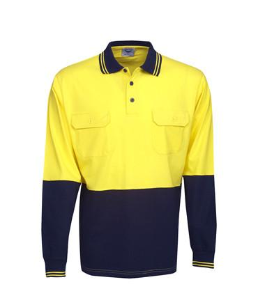 Hi Vis Long Sleeve Cotton Polo | Workwear