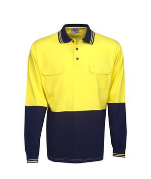 P93 L/S 100% Cotton Hi Vis Polo Shirt - Safe-T-Rex Workwear Pty Ltd