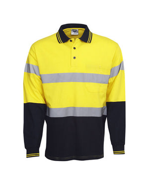 Long Sleeve Cotton Hi Vis Polo Reflective Tape | Workwear