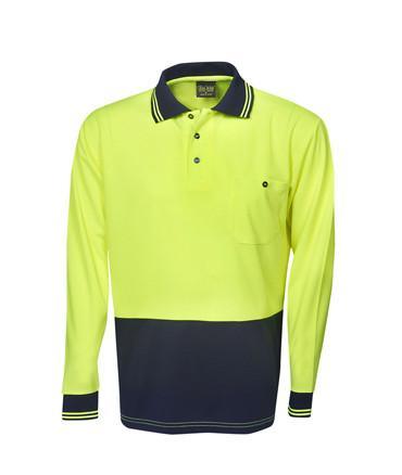 P61 Hi Vis L/S Light Weight Cooldry Polo Shirt - Safe-T-Rex Workwear Pty Ltd