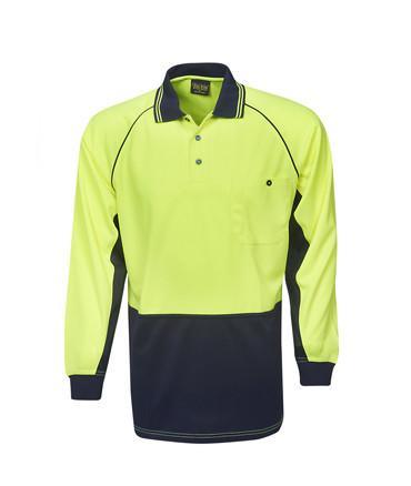 P63 Hi Vis L/S Raglan Cooldry Polo Shirt - Safe-T-Rex Workwear Pty Ltd