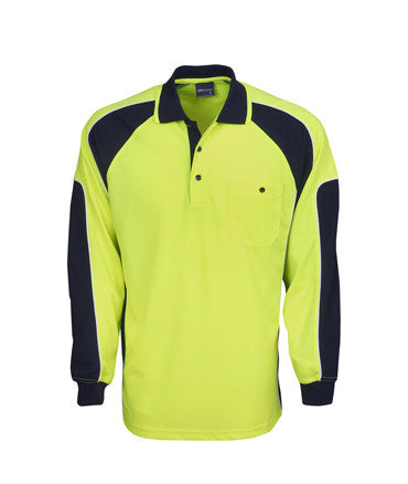 12 Pack L/S Hi Vis Cooldry Side Panel Polo Shirt Printed On Back