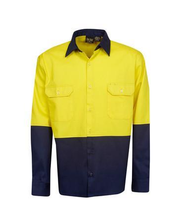 Hi Vis Long Sleeve Cotton Drill Shirt | Workwear