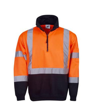 F95 Hi Vis D/N Fleecy Jumper With Parallel Tape - Safe-T-Rex Workwear Pty Ltd