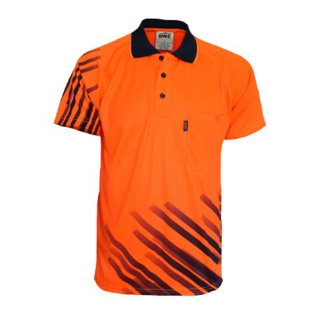 3565 DNC Hi Vis Sublimated Stripe Polo Shirt - Safe-T-Rex Workwear Pty Ltd