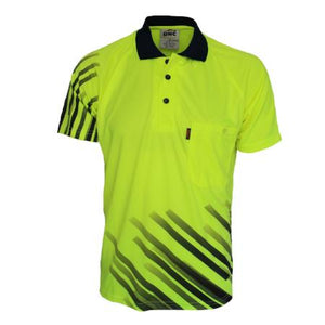 3565 DNC Hi Vis Sublimated Stripe Polo Shirt - Safe-T-Rex Workwear Pty Ltd