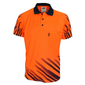 3566 DNC Hi Vis Sublimated Full Stripe Polo Shirt - Safe-T-Rex Workwear Pty Ltd