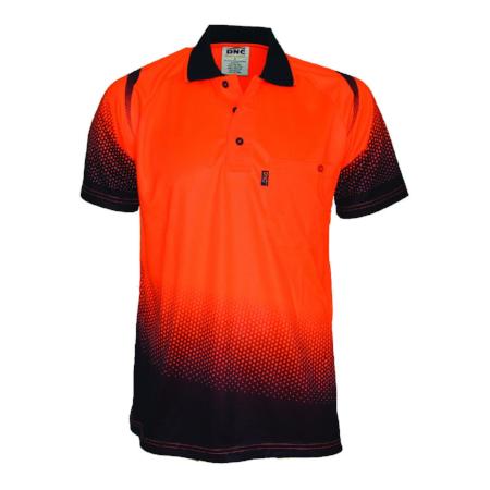 3568 DNC HI VIS Sublimated Ocean Polo Shirt - Safe-T-Rex Workwear Pty Ltd