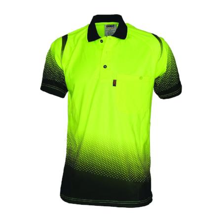 3568 DNC HI VIS Sublimated Ocean Polo Shirt - Safe-T-Rex Workwear Pty Ltd