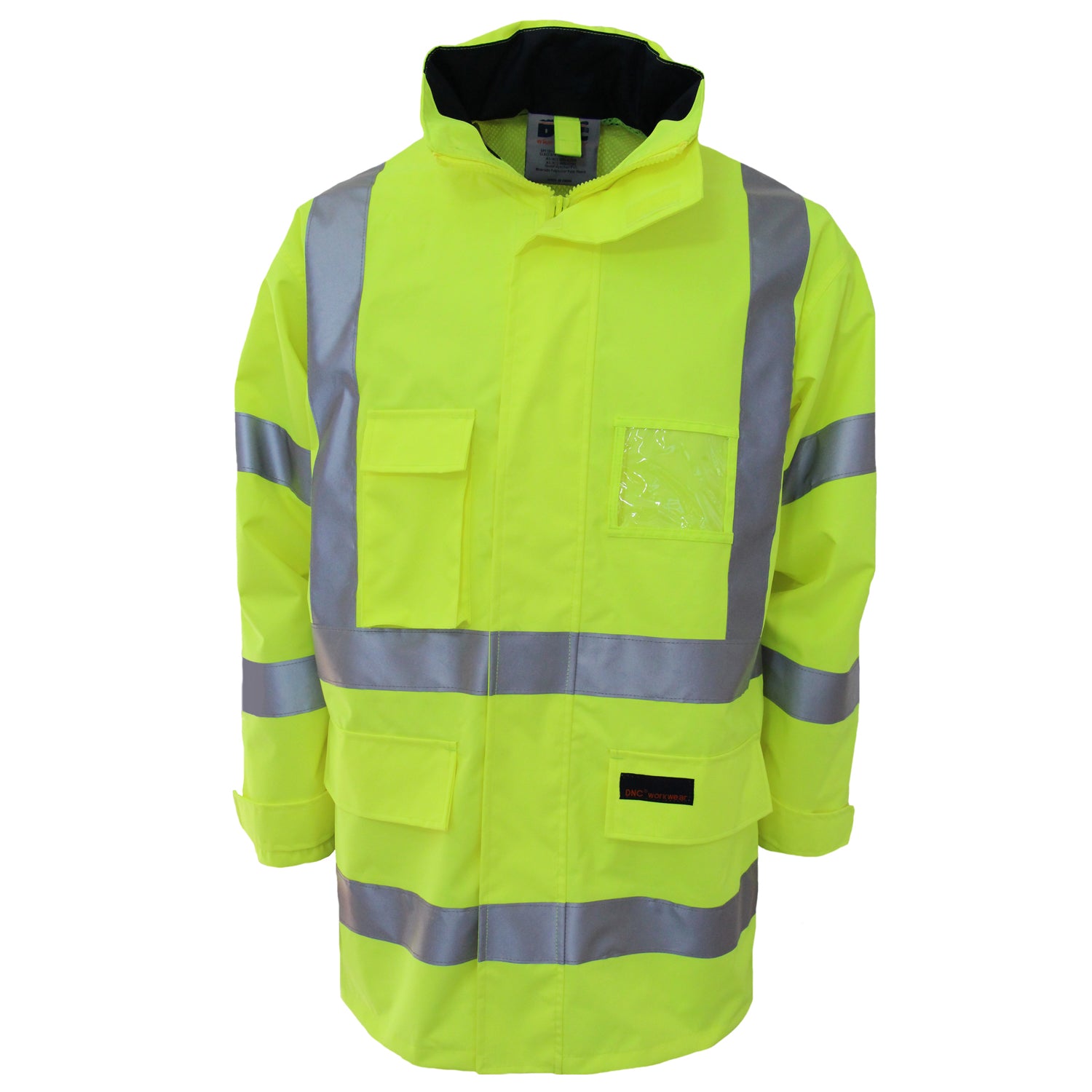 3571 DNC Hi Vis Breathable Rain Jacket Biomotion tape - Safe-T-Rex Workwear Pty Ltd