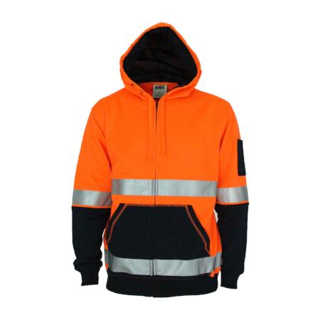 3788 DNC Hi vis 2 tone full zip super fleecy hoodie with CSR R/tape - Safe-T-Rex Workwear Pty Ltd