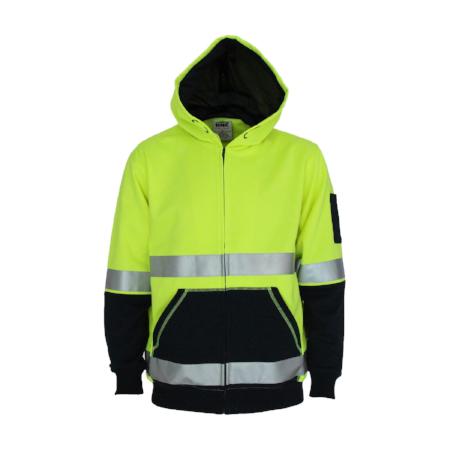 3788 DNC Hi vis 2 tone full zip super fleecy hoodie with CSR R/tape - Safe-T-Rex Workwear Pty Ltd