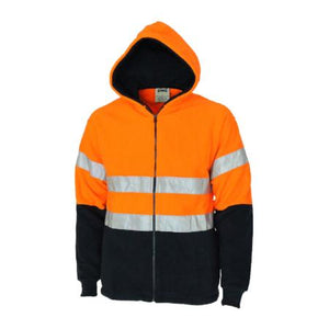 3926 DNC Hi vis full zip polar fleece hoodie with CSR R/tape - Safe-T-Rex Workwear Pty Ltd