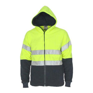 3926 DNC Hi vis full zip polar fleece hoodie with CSR R/tape - Safe-T-Rex Workwear Pty Ltd