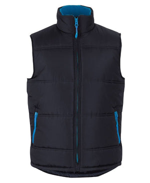 PUFFER CONTRAST VEST in Black/Aqua