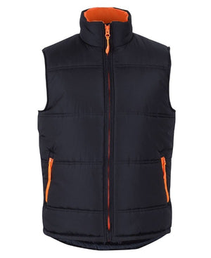 PUFFER CONTRAST VEST in Black/Orange