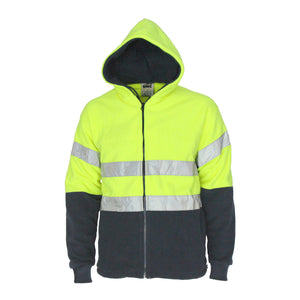 3926 DNC Hi vis full zip polar fleece hoodie with CSR R/tape