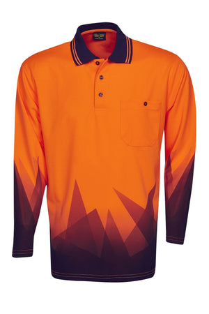15 Pack P68 Back Print Included -Triangular Design L/S Hi Vis Polo Shirts