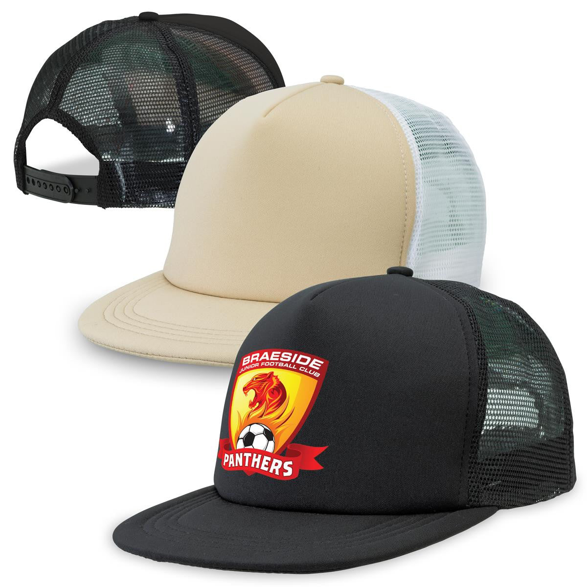 4384 8 PACK Flat Peak Trucker Cap - Safe-T-Rex Workwear Pty Ltd