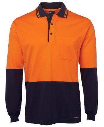 Hi Vis Long Sleeve Cotton Polo | Workwear