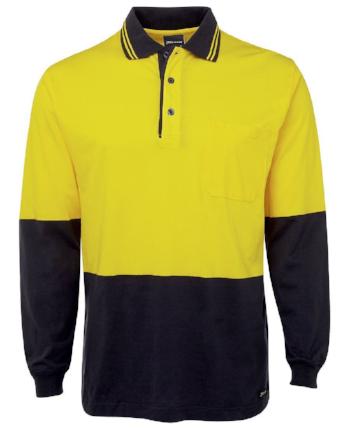 Hi Vis Long Sleeve Cotton Polo | Workwear