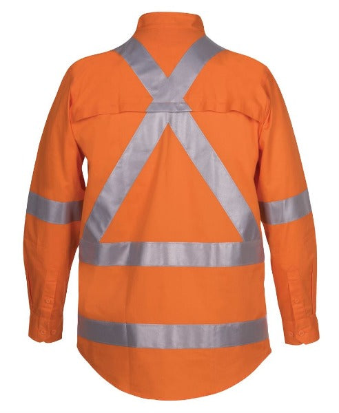 Hi Vis Day Night Long Sleeve Cross Tape Back Shirt | Workwear